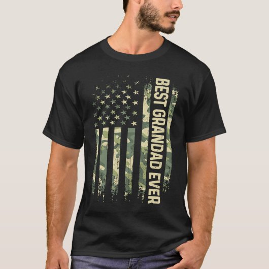 Mens Best Grandad Ever Camo American Flag Father's Tシャツ (正面)