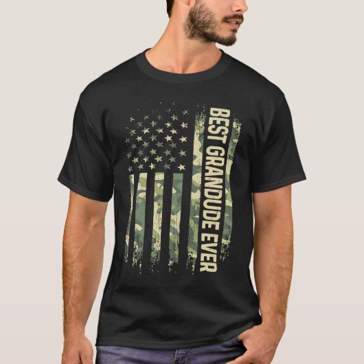 Mens Best Grandude Ever Camo American Flag Father' Tシャツ (正面)