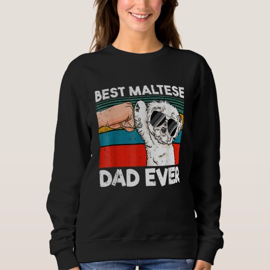 Mens Best Maltese Dad Ever Ghetto Fist Dog スウェットシャツ (正面)
