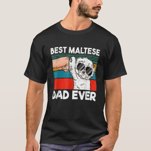 Mens Best Maltese Dad Ever Ghetto Fist Dog Tシャツ (正面)