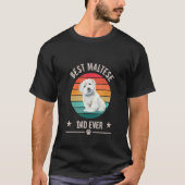 Mens Best Maltese dad ever Maltese retro sunset Tシャツ (正面)