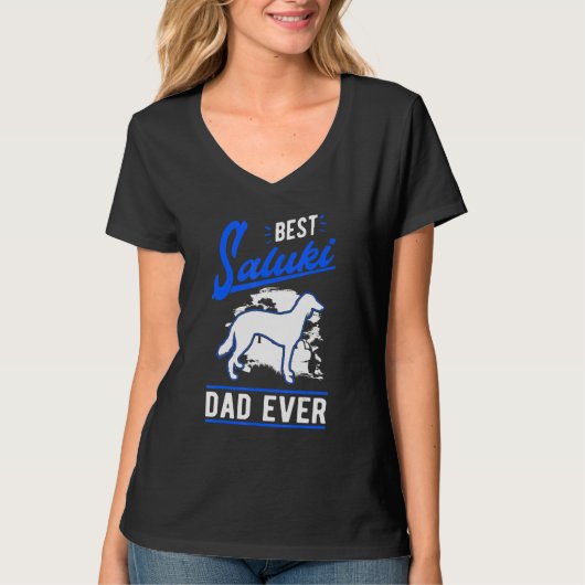 Mens Best Saluki Dad Ever Long haired Greyhound Da Tシャツ (正面)