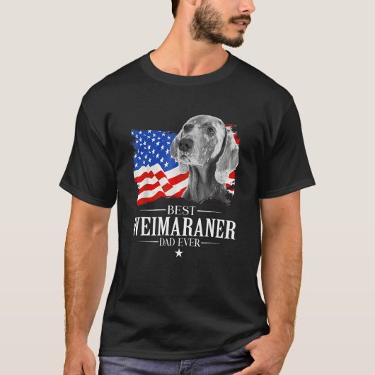 Mens Best Weimaraner Dad Ever American Flag Father Tシャツ (正面)