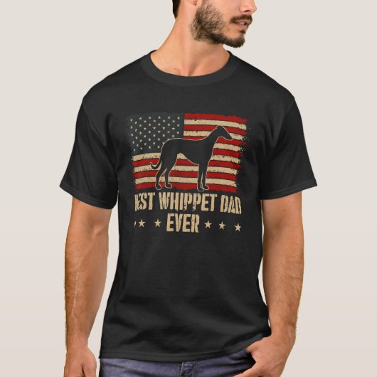 Mens Best Whippet Dad Ever Dog  American Flag Tシャツ (正面)