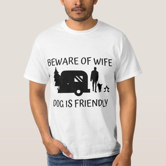 Mens Beware of Wife Dog is Friendly - Dog Lover Tシャツ (正面)