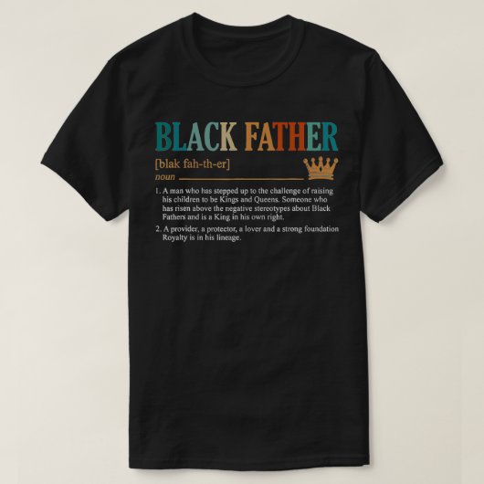 Mens Black Father Definition Father's Day  Tシャツ (デザイン正面)