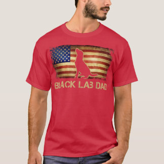 Mens Black Lab Dad Vintage American Flag Patriotic Tシャツ