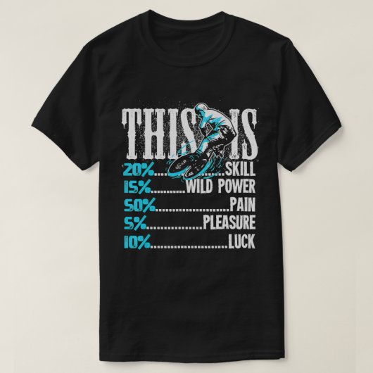 Mens BMXサイクリングはスキルパワー痛み喜び幸運 Tシャツ (デザイン正面)