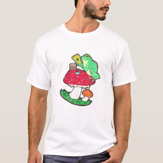 Mens Book Bookish Frog両生類読のBook Lov Tシャツ (正面)
