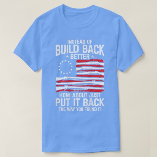 Mens Build Back Bould Book Backの代わりにPだけで良い Tシャツ (デザイン正面)