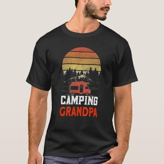 Mens Camping Grandpa  Camper Caravan  Camping 4 Tシャツ (正面)