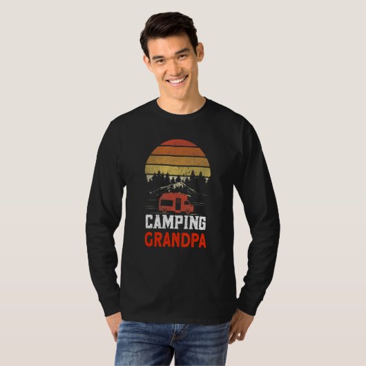Mens Camping Grandpa  Camper Caravan  Camping 4 Tシャツ (正面フル)