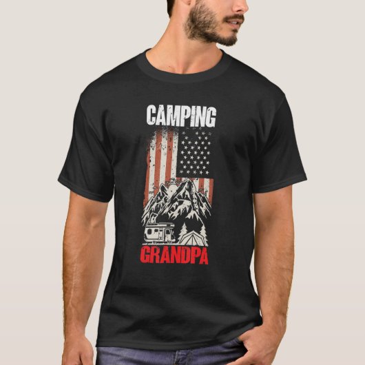 Mens Camping Grandpa  Camper Caravan  Camping 7 Tシャツ (正面)