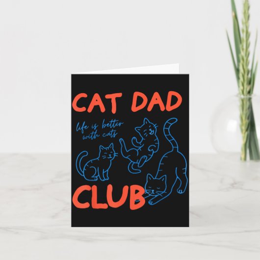 Mens Cat Dad Club Funny Cat Meme Fathers Day Cat L カード (正面)