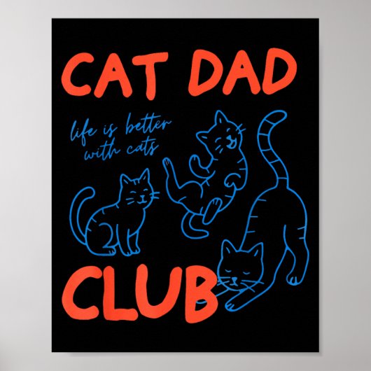 Mens Cat Dad Club Funny Cat Meme Fathers Day Cat L ポスター (正面)