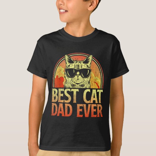 Mens Cat Dad Ever Funny Cat Dad Shirt Father's Day Tシャツ (正面)
