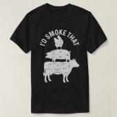 Mens Chef Butcher BBQ I'd Smoke That Pork Beef flo Tシャツ (デザイン正面)