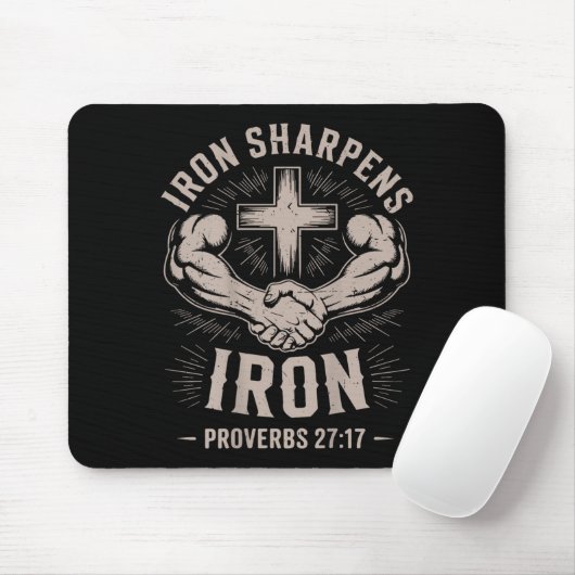 Men's Christian Workout Iron Sharpens Iron Proverb マウスパッド (マウス)