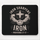 Men's Christian Workout Iron Sharpens Iron Proverb マウスパッド (正面)