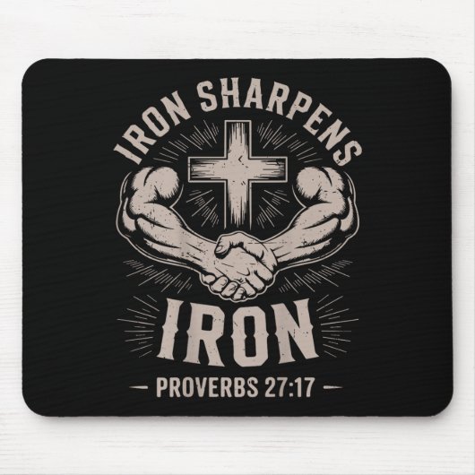 Men's Christian Workout Iron Sharpens Iron Proverb マウスパッド (正面)