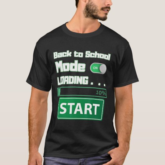 Mens Ck To School Mode Loading – Gamer Style Humor Tシャツ (正面)