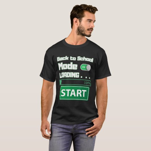 Mens Ck To School Mode Loading – Gamer Style Humor Tシャツ (正面フル)