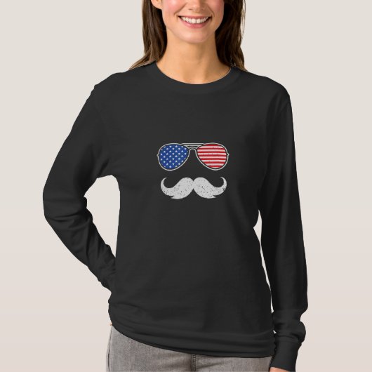 Mens Co-Mustache印象的な米国の口ひげティー Tシャツ (正面)