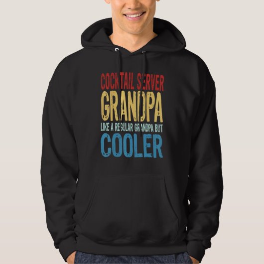 Mens Cocktail Server Grandpa  Like a Regular Grand パーカ (正面)