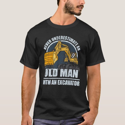 Mens Construction Worker Heavy Equipment Excavator Tシャツ (正面)