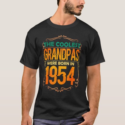 Mens Cool Grandpa Grandfather Born 1954 Tシャツ (正面)