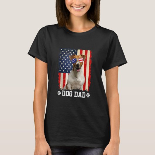 Mens Cool Jack Russell Terrier Dog Dad American Fl Tシャツ (正面)