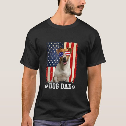 Mens Cool Jack Russell Terrier Dog Dad American Fl Tシャツ (正面)