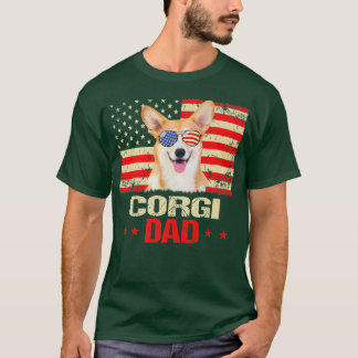 Mens Corgi Dad Usa Flag Dog Lover Fathers Day1131 Tシャツ