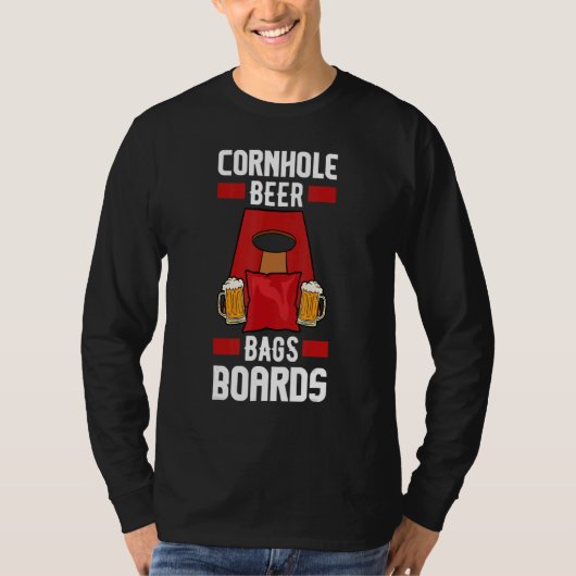 Mens Cornhole Beer Bags Boards  Drinking Bean Bag  Tシャツ (正面)