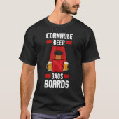 Mens Cornhole Beer Bags Boards  Drinking Bean Bag  Tシャツ (正面)