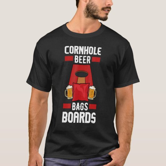 Mens Cornhole Beer Bags Boards Drinking Bean Bag Tシャツ (正面)