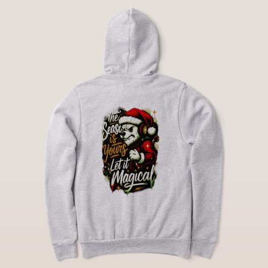 Men's Cozy Christmas Bear DJ Holiday Hoodie パーカ (レイダウン裏面)