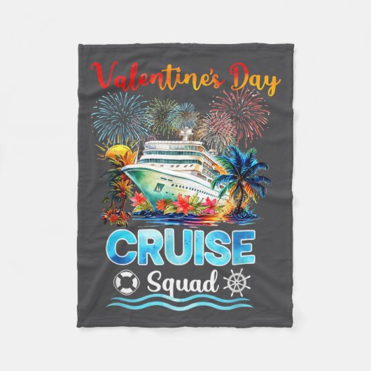 Mens Cruise Squad Valentine's Day Vacation Travel  フリースブランケット (正面)