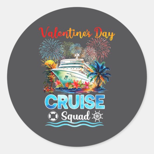 Mens Cruise Squad Valentine's Day Vacation Travel ラウンドシール (正面)