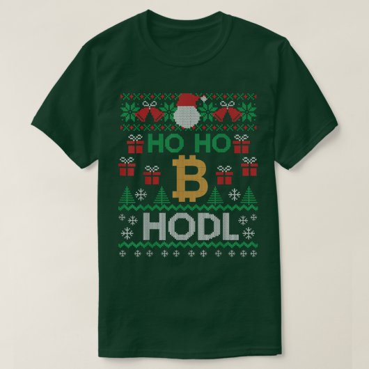 Mens Cryptocurrency Ho ho Hodl Bitcoin Ugly Christ Tシャツ (デザイン正面)