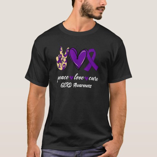 Mens Cute Peace Love Cure GERD Awareness Tシャツ (正面)
