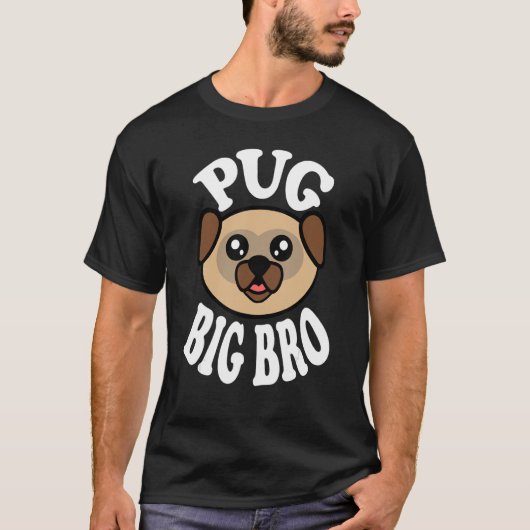 Mens Cute Pug Big Bro Tシャツ (正面)