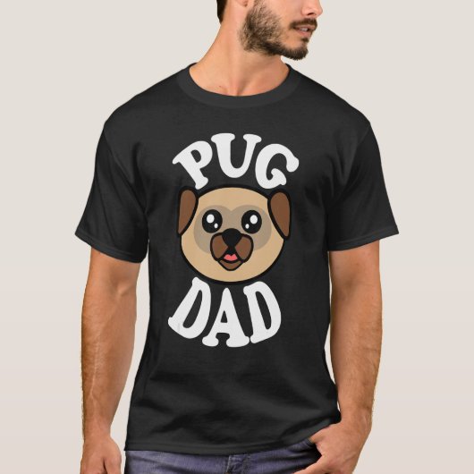 Mens Cute Pug Dad Tシャツ (正面)