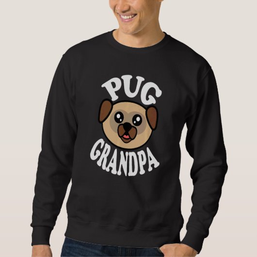 Mens Cute Pug Grandpa   スウェットシャツ (正面)