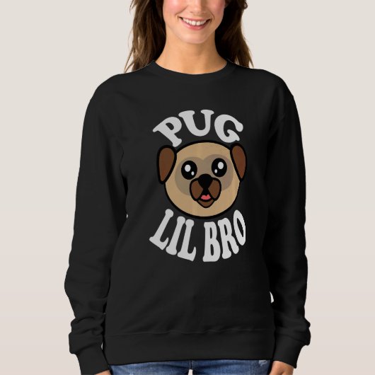 Mens Cute Pug Lil Bro   スウェットシャツ (正面)