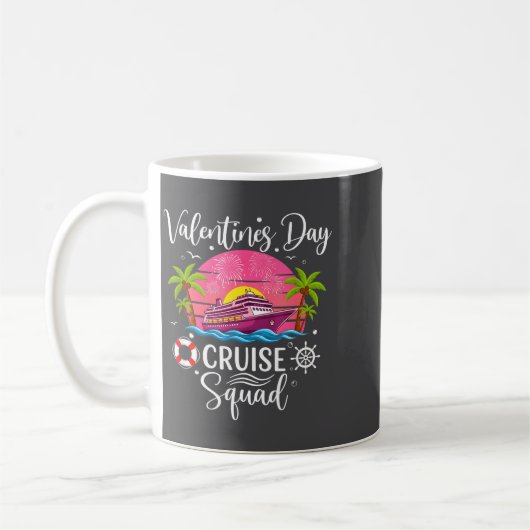 Mens Cute Valentines Day Cruise Squad 20026 Design コーヒーマグカップ (左)
