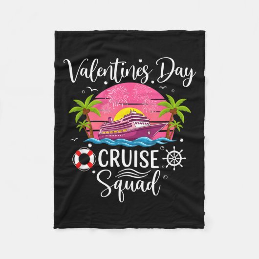 Mens Cute Valentines Day Cruise Squad 20026 Design フリースブランケット (正面)