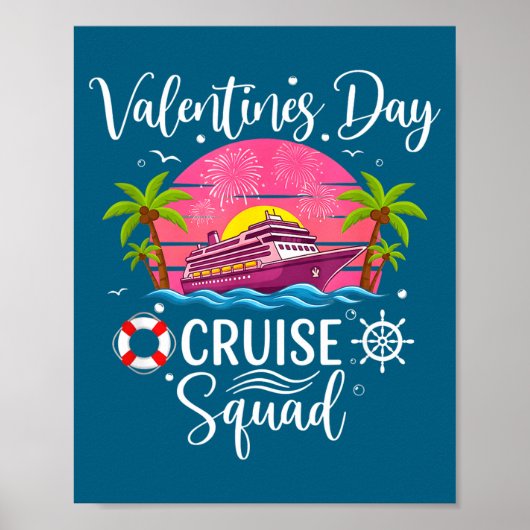 Mens Cute Valentines Day Cruise Squad 20026 Design ポスター (正面)