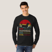 Mens Dachshund Long Haired Best Dad Ever Dog Vinta Tシャツ (正面フル)