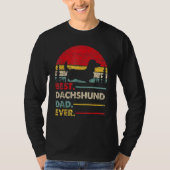 Mens Dachshund Long Haired Best Dad Ever Dog Vinta Tシャツ (正面)
